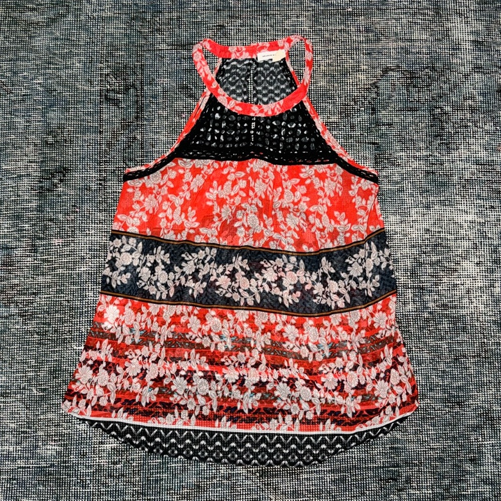 Meadow Rue Black, Orange, Navy and Ivory Floral Tank